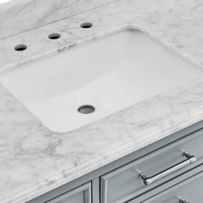 Natural marble bathroom vanity 48 Inch with Under Sink, 3 Drawer and 2 doors Stylish storage, Gray